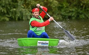 It'sa me, Mario! All sorts of wacky costumes were donned by coracle racers in Shrewsbury