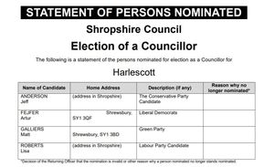 The ballot paper containing the name Lisa Roberts