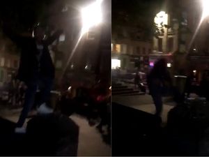 Supporting image for story: Watch this merry Scottish football fan fall off a wall mid-chant