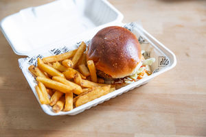 Veggie burger and fries