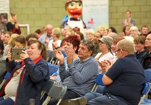 The audience clapped and cheered as bids topped £1,000 for each duck