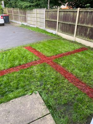 Amanda Mottershaw from St George's in Telford says: We decided to mow the lawns but then came up with the crazy idea of cutting in the flag but then thought we can go a bit further with this!