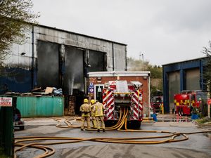 Supporting image for story: Firefighters still battling large blaze at Telford recycling plant