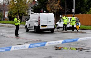 The scene on Wolverhampton Road, Oldbury which has been cordoned off after a serious collision this morning