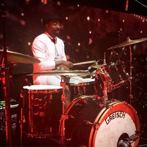 Will.I.am - judge on The Voice tries out the drums