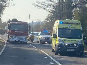 Emergency services at the scene of a crash on the A41 in April 2021. Photo: Market Drayton Fire Station