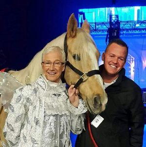 Anthony Hall with the late Paul O'Grady in the world's largest pantomime.