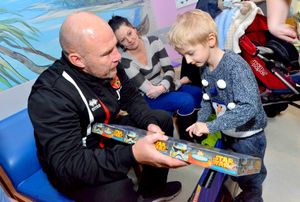 Jon Whitney with Trafford Gutteridge, 4, and Carla Gutteridge from Leamore