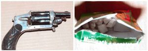 This gun and drugs were recovered from a vehicle close to Phillips' address. Police say this weapon was not thought to have been used in any of the shootings.