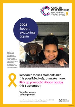 Jaden, aged 5, enjoys time with his dog Duggee after treatment for acute lymphoblastic leukaemia