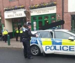 Police outside the Royal Tiger, in Wednesfield, on Saturday morning. Photo: Wednesfield Police