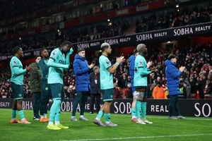Wolves players after late heartbreak at Arsenal (Photo by Brett Patzke - WWFC/Wolves via Getty Images)