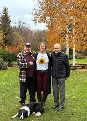 Andrea Childs with John Massey and Philip Baulk in John's Gardenat Ashwood Nurseries