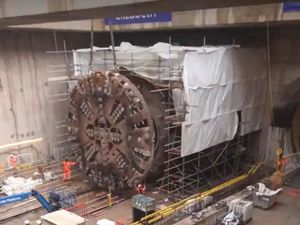 Supporting image for story: Moment 125-tonne cutterhead of TBM removed after HS2 Birmingham tunnel breakthrough