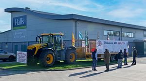 The 'Trailer of Truth' outside the Halls Auction Centre, Shrewsbury