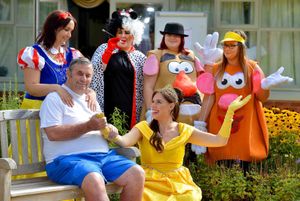 Pippa Langhorne at Lakeview Care Home. She's pictured at the front in yellow with resident: Clifford Broughton 76. With them are staff Clare Bradley, Michallo Goody, Emma Harley and Sam Ryan.