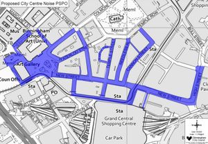 The Birmingham city centre areas covered by the proposed PSPO. Taken from consultation document.