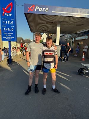  Uunder 18s Winners Jack and Davey. Image wheelbarrow race organisers