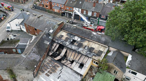 Pictures taken on the day of the blaze shows damage to the building