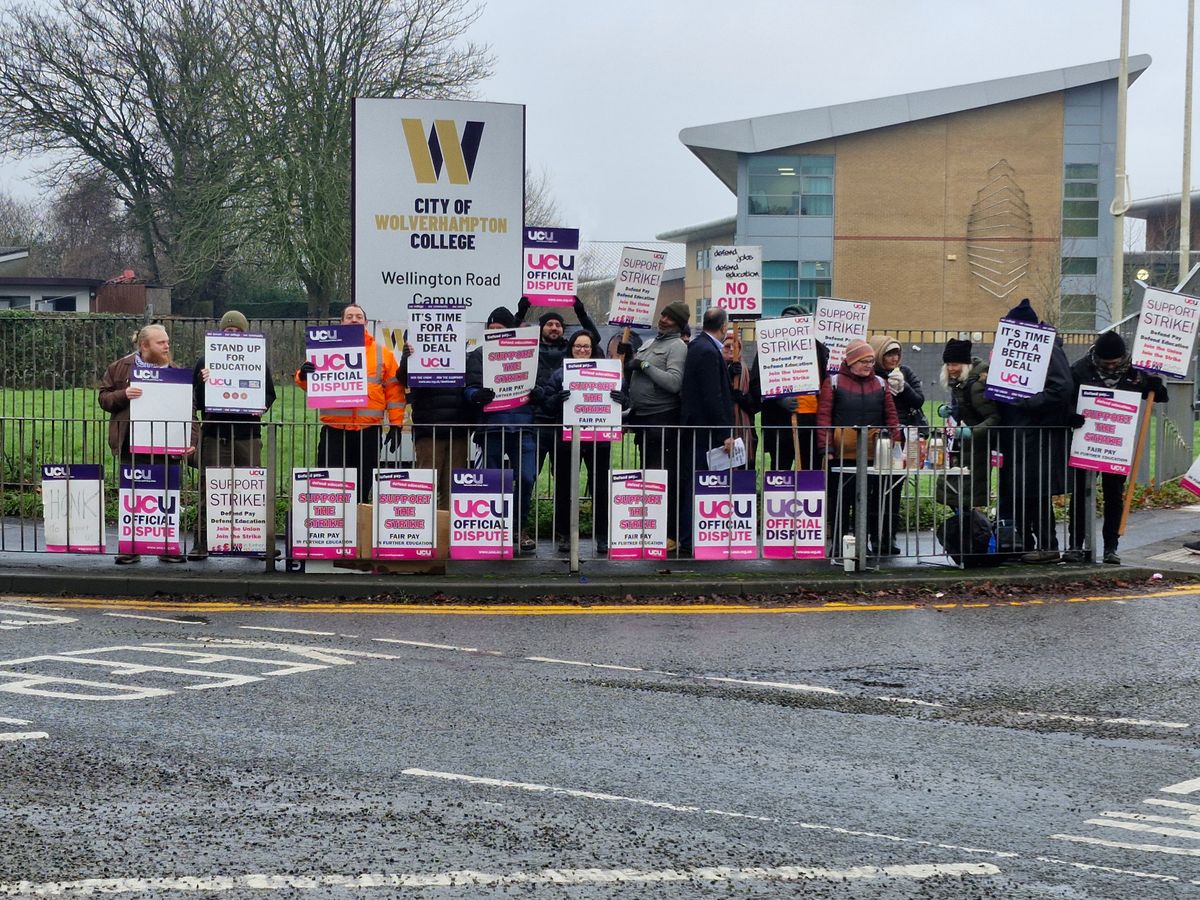 'There hasn't been the same investment in people as there is in bricks and mortar': College lecturers and staff form picket line outside Wolverhampton College in dispute over pay and working conditions