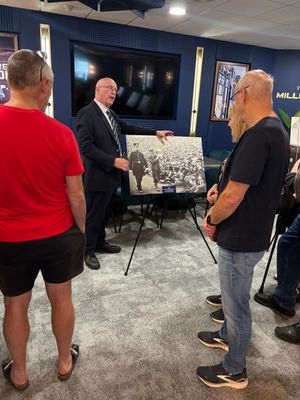 John Homer on hand to bring historic Albion images to life at the club's 125th anniversary open house museum experience at The Hawthorns on September 3, 2025.