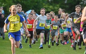 And their off! Dozens of children took part in the kids section of the event, with many racing towards the finish line