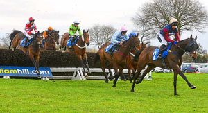 Miss C Hart on Loose Chips leads the Alfa Aggregates Steeple Chase