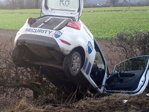 Supporting image for story: Driver and dog escape serious injury as car ends up in ditch near Oswestry