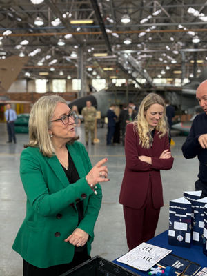 
Minister for Skill, Jacqui Smith, and Minister for Veterans and People, Louise Sandher-Jones, during a visit to RAF Cosford in Albrighton, to make an armed forces youth recruitment announcement