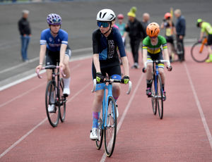 Competitors on the track at Aldersley Stadium in Wolverhampton 