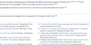 Mr McFadden's wikipedia page had been doctored to describe him as a Rangers supporter