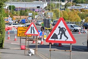Roadworks ahead of trams arriving at Merry Hill