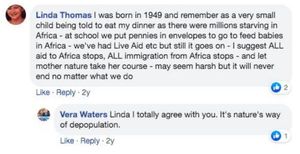 One of Vera Waters' comments on Facebook
