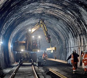 Dudley’s Very Light Rail test track, beneath Dudley's Castle Hill