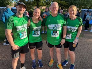 Supporting image for story: On your marks!: 12 happy pictures from Stafford 10K with smiling faces all round as hundreds of runners pounded the streets