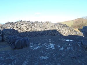 Shredded tyres with tyre bales. Picture: NRW