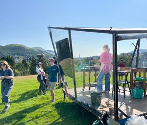 All set up in the pod, waiting to start the competition.