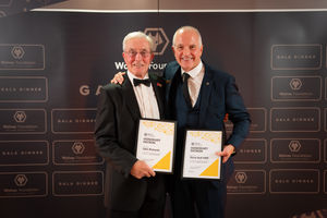 John Richards and Steve Bull at Wolves Foundation's Annual Gala Dinner, where it was announced that they are to become honorary patrons of the charity.