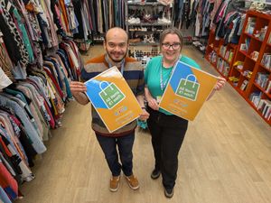 Jack Edgerton and Jessica Hewers have been preparing the Oswestry Hope House pop-up shop.