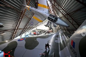 The annual high flying cleaning at the RAF Museum Midlands.