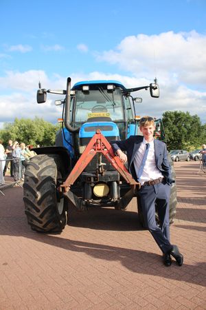 Charlie Richardson arriving to prom in his tractor
