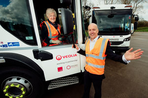 Councillor Hilda Rhodes who was then Telford & Wrekin Council's cabinet member for transport, roads and broadband, with Steve Mitchell from Veolia as it started its contract with the authority.