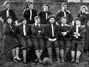 Supporting image for story: Stafford footballers recreate image of earliest women's team during Euro 2022