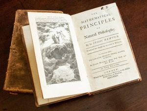 A first edition copy of Sir Isaac Newton's Mathematical Principles of Natural Philosophy in English. Photo: Mark Laban Hansons