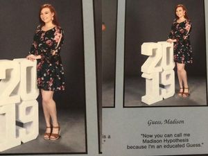 Supporting image for story: This student has gone viral for an inventive pun on her own name in her yearbook