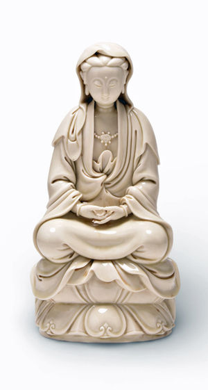 The Chinese Qing Dynasty blanc de chine figure of Guanyin that sold for £6,500.