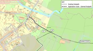 A map of the area which will now become a public path in Presteigne. From Powys County Council