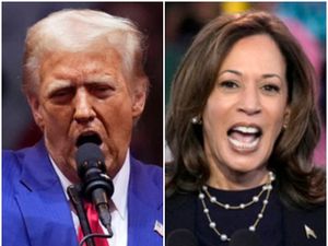 Donald Trump, left, Kamala Harris, right