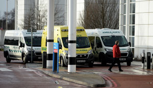 Ambulance outside Russells Hall Hospital in Dudley