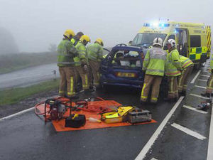 Supporting image for story: Couple cut free from crash with lorry near Ludlow